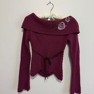 Maison Simons Imported From France Floral Off the Shoulder Knit S